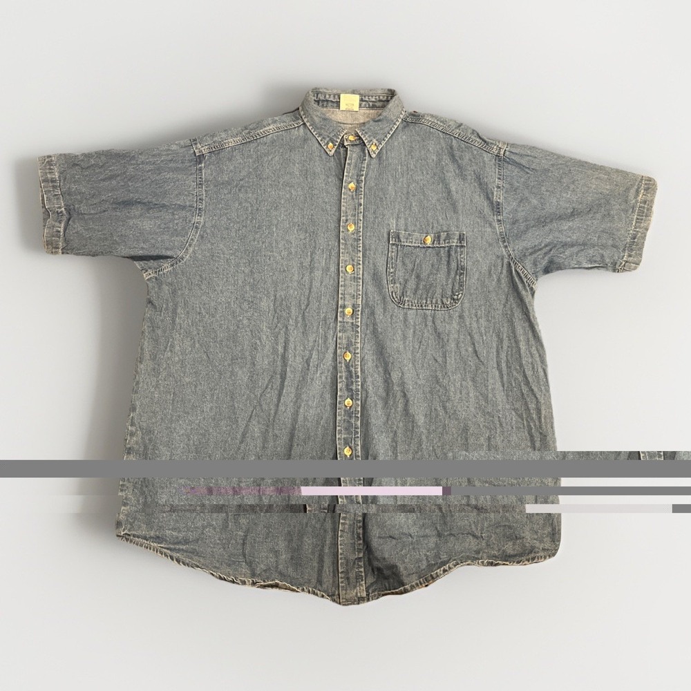 Union Line Shirt Mens XL XXL Denim Button Down Short Sleeve Made in USA Workwear